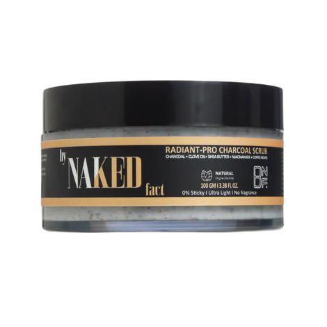 Buy By Naked Fact Radiant-Pro Charcoal Exfoliating Body Scrub For Removing Tan, Unclogs Pore & Dead Skin Cells | Rough & Bumpy Skin, Blackhead & Pigmented Skin | Niacinamide, Walnut Powder & Tea Tree Oil |For Men & Women | 100 gm-Purplle