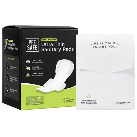 Buy Pee Safe Ultra Thin Cottony Soft & Rash Free Sanitary Pads - XL ( 12 Pads)-Purplle