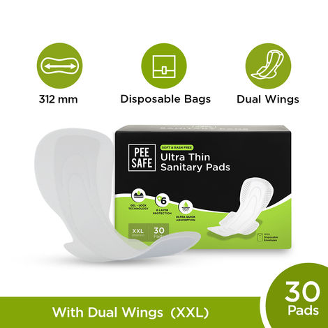 Buy Pee Safe Ultra Thin Sanitary Pads (XXL) - 30 Pads-Purplle
