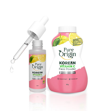 Buy Pure Origin Korean Vitamin C Lightweight Face Powder (60 gm) & Bright Boosting Face Serum (30 ml) Combo of 2 | Controls Oil, Fades Spots & Evens Tone | For All Skin Types-Purplle
