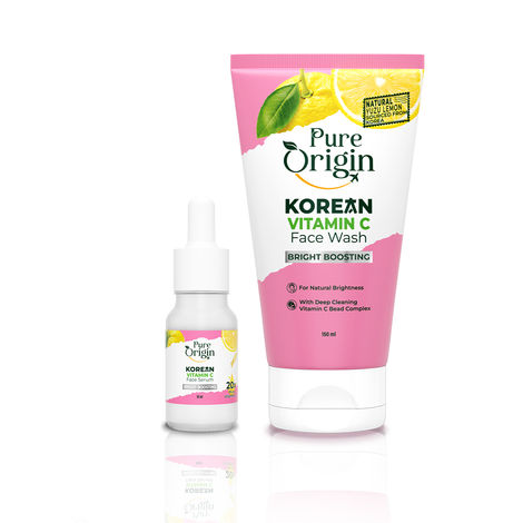 Buy Pure Origin Korean Vitamin C Gel Face Wash (150 ml) & Brightening Face Serum (10 ml) Combo | Removes Oil & Dirt | Reduces Spots & Dullness For Visibly Bright Skin | For All Skin Types - Combo of 2-Purplle