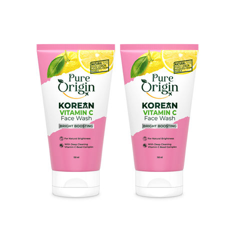 Buy Pure Origin Korean Vitamin C Gel Face Wash (Pack Of 2)| With Microbeads for Deep Cleansing | Removes Oil & Dirt | For Bright & Spotless Glow| Suitable for All Skin Types | 150 ml each-Purplle