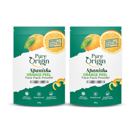 Buy Pure Origin Spanish Orange Peel Face Pack Powder | Brightens Skin | Fades Dark Spots | Boosts Natural Glow | Reduces Dullness | (Pack of 2) 400 gm-Purplle