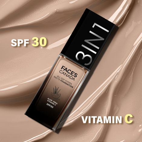 Buy FACES CANADA All Day Hydra Matte Foundation | 3-in-1 Foundation + Moisturizer + SPF30 | 10HR Long Wear | Buildable Coverage | Rich Ivory 013, 30 ml-Purplle