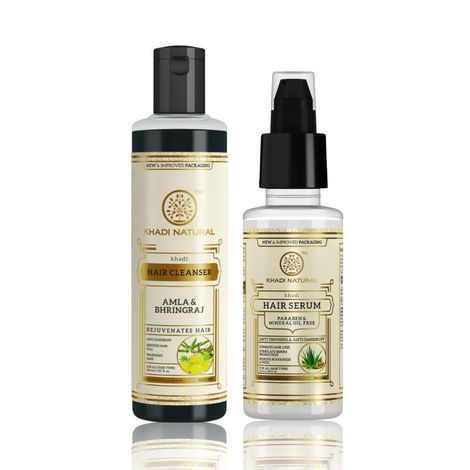 Buy Khadi Natural Anit-Hair Fall Routine Combo (A mla & Bhringraj Hair Cleanser 210 ml | Herbal Serum 50 ml)-Purplle