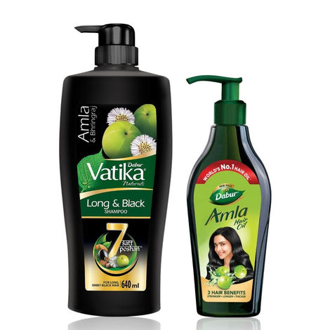 Buy Winter Hair Care Combo : Dabur A mla Hair Oil 550 ml + Dabur Vatika Long & Black Shampoo 640 ml (550 ml+640 ml) | For Strong, Long & Thick Hair-Purplle