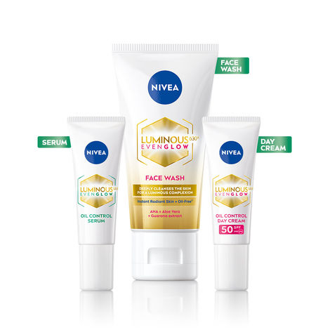 Buy NIVEA Luminous Serum + Face Wash + Day Cream Even Glow Travel Size Skincare Regime Kit (Combo of 3)-Purplle