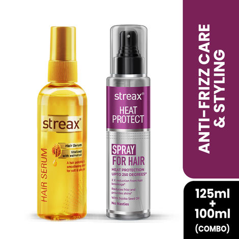 Buy Streax Heat Protect + Walnut Hair Serum Combo-Purplle