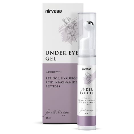 Buy Nirvasa Under Eye Gel Cream with Roll On | Enriched with Hyaluronic Acid, Peptides & More| Helps to Reduce Dark Circles & Puffy Eyes| Restores Moisture Loss | For all Skin Types | 15 ml-Purplle