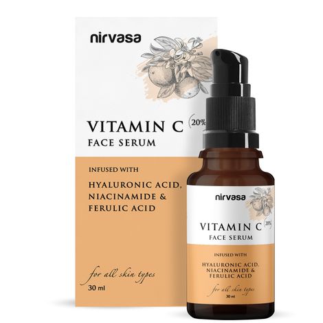 Buy Nirvasa Vitamin C Serum for Oily Skin | With Hyaluronic Acid & Niacinamide | Lightweight & Non-Irritating | Skin Brightening & UV Protection | Vitamin C Serum for Glowing Skin | Men & Women | 30 ml-Purplle