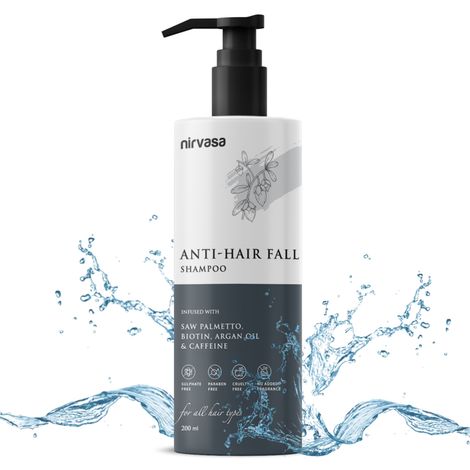 Buy Nirvasa Anti-Hair Fall Shampoo for Men and Women | Infused with Saw Palmetto & Biotin | Helps in Blocking DHT, Reducing Hair Fall & Preventing Breakage | Sulphate Free Formula | 200 ml-Purplle