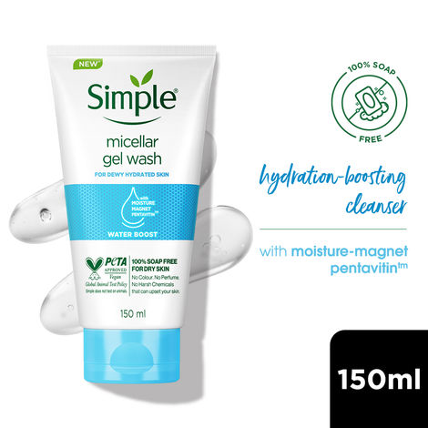 Buy Simple Water Boost Micellar Gel Facial Wash | 100 Hr Hydration | 150 ml-Purplle
