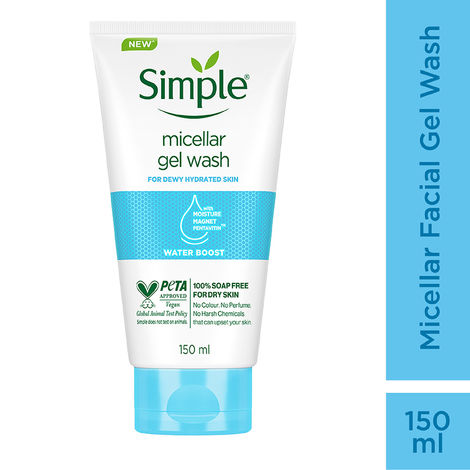 Buy Simple Water Boost Micellar Gel Facial Wash | 100 Hr Hydration | 150 ml-Purplle