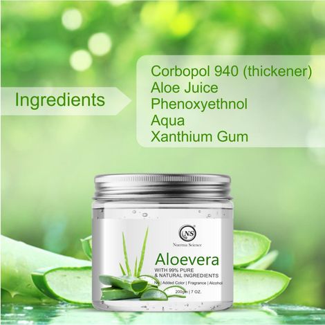 Nuerma Science Natural Aloe Vera Gel Great for Face, Sunburn Relief, Acne, Razor  Bumps, Psoriasis, Eczema, Dry Skin Hydration (200 gm)