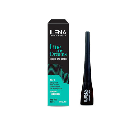 Buy Ilena Line My Dreams Liquid Eye Liner, Matte Black, 8 Hours Smudge-Proof, Water-Resistant, No Mineral Oils, No Chemicals, Cruelty Free (4 ml)-Purplle
