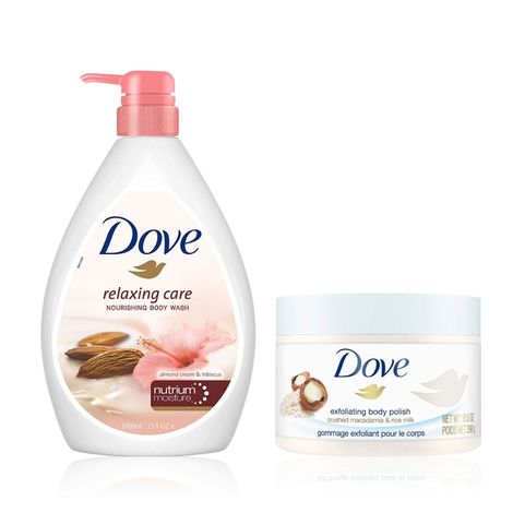 Buy Dove International Almond Luxe Ritual Combo ( Almond Cream Body Wash with Hibiscus for Smooth Skin Soft & Sweet Scent 1L + Body Polish Scrub Rice Milk And Moisturizing Macadamia 298 gm ) Combo of 2-Purplle