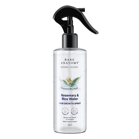 Buy Bare Anatomy Nature x Science Rosemary Water Spray for Hair Growth & Hair Thickness with Rice Water |100% Natural Extract | Soft & Smooth Hair| Controls Hairfall| Non-Greasy & Fast Absorbing | 200 ml-Purplle