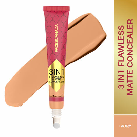 Buy FACES CANADA 3 in 1 Flawless Matte Concealer - Ivory, 8 gm| Full Coverage | Long Lasting | Hydrating Concealer for Dark Circles, Dark Spots & Blemishes | Brightens Under Eyes | Lightweight & Blendable-Purplle