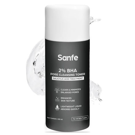 Buy Sanfe 2% BHA Pore Cleansing Toner - For Blackheads, Enlarged Pores, Wrinkles, Fine Lines, 100 ml-Purplle