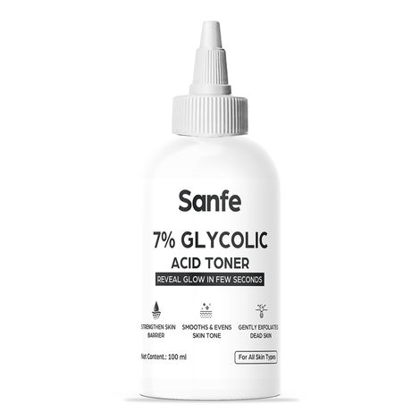 Buy Sanfe 7% Glycolic Acid Toner | Gently Exfoliates, Even Tone, Smooths Skin, Radiant Skin, 100 ml-Purplle