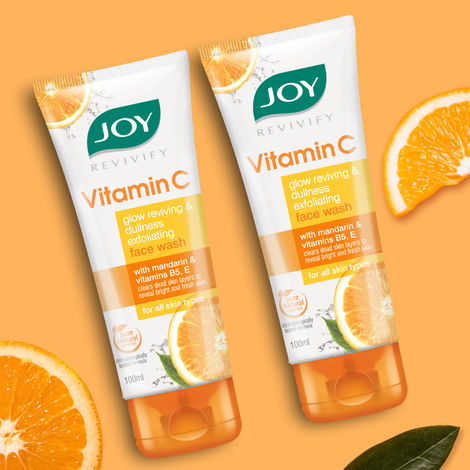 Buy Joy Revivify Vitamin C Face Wash 100 ml x 2 | Glow Reviving and Dullness Exfoliating | With Mandarin Vitamin B5 E | Skin Brightening & Glowing | No Sulphates No Parabens | Soap-Free | For All Skin Types Pack of 2-Purplle