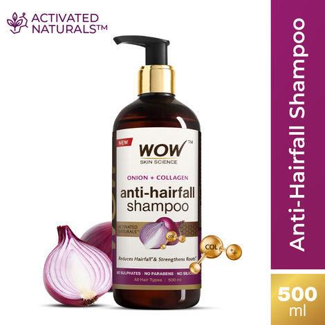 Buy WOW Skin Science Onion & Collagen Anti-Hairfall Shampoo | Reduces Hairfall | Strengthens Roots - 500 ml-Purplle