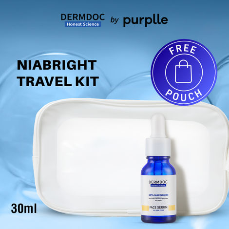 Buy DERMDOC NiaBright Travel Kit | FREE Travel Pouch | 10% Niacinamide Face Serum (30 ml)-Purplle