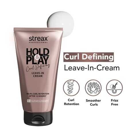 Buy Streax Professional Curl Defining Cream, 150 gm-Leave In Cream for Wavy & Curly Hair-Purplle