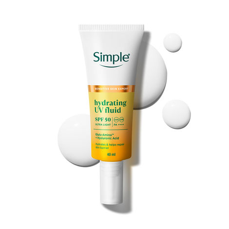 Buy Simple Hydrating UV Fluid SPF 50 PA++++ | Hyaluronic Acid | Sunscreen for dry & sensitive skin, 40 ml-Purplle