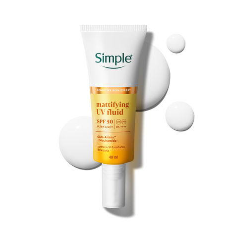 Buy Simple Mattifying UV Fluid SPF 50 PA++++ with Niacinamide| Sunscreen for oily & sensitive skin, 40 ml-Purplle