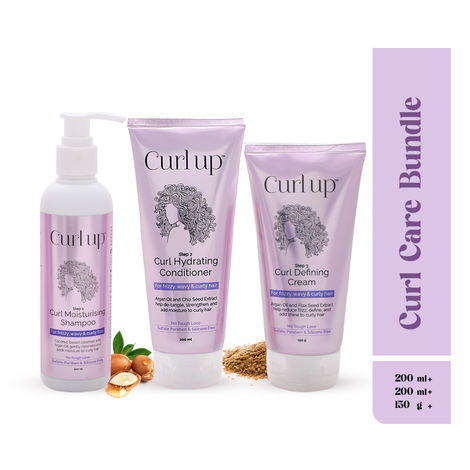 Buy Curlup Curl care bundle with Shampoo , Conditioner & Cream Combo of 3-Purplle