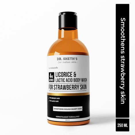Buy Dr. Sheths’ Licorice & Lactic Acid Body Wash For rough, bumpy & strawberry skin | Exfoliates & evens skin tone | Sulphate Free | Gentle Exfoliating Shower Gel | Removes Tan & Dead Skin | Hydrates & Moisturizes |Refreshing Fragrance| 250 ml-Purplle