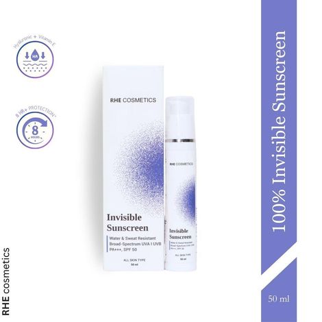 Buy Rhe Cosmetics 100% Invisible Sunscreen-Lightweight, Hydrating With Hyaluronic Acid & Vit E-Spf 50+ (50 ml)-Purplle