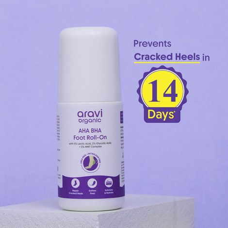 Buy Aravi Organic AHA BHA Foot Roll-On | 5% Lactic Acid, 2% Glycolic Acid, 2% NMF Complex | Prevents Cracked Heels, Sweat & Pigmentation | All Skin Types | 50 ml-Purplle