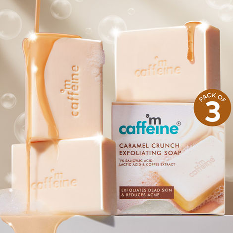 Buy Mcaffeine Exfoliating Tan Removal Soap- 1% Salicylic Acid & Lactic Acid -Pack Of 3X100 gm | Bath Soap With Exfoliating Particles For Soft, Glowing Skin-Purplle