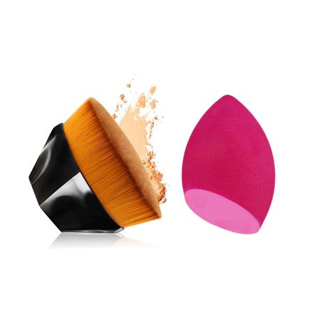 Buy Mepoint Professional Foundation Brush with makeup sponge Flawless Application for Liquid, Powder & Cream Cosmetic (Color May Vary) 2 Pcs-Purplle