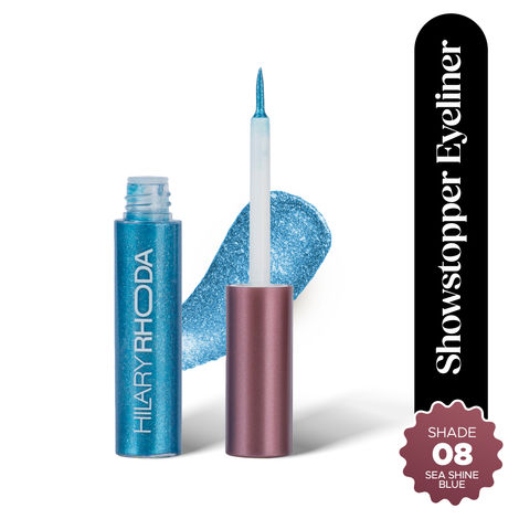Buy Hilary Rhoda Showstopper Eyeliner | Smudge-proof Eyeliner | Metallic Glitter Eyeliner | Water-Resistant Eyeliner | 5 ml (Sea Shine Blue - Shade 08)-Purplle