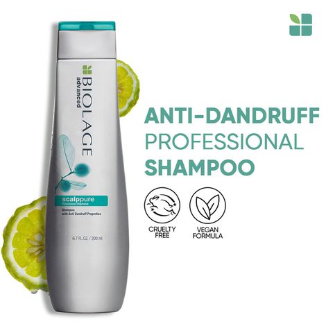 Buy Biolage Professional Scalppure Anti-Dandruff Shampoo, Removes Visible Flakes From 1st Use, Enriched With Bergamot, Vegan & Cruelty-Free, 200 ml-Purplle