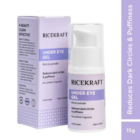 Buy Ricekraft Under Eye Cream For Dark Circles, Wrinkles, Puffy Eyes, Anti ageing | Cruelty-Free, Paraben Free | with Rice Extract, Lavender, Green Tea | No Synthetic Fragrance | For Men and Women - 15 gm-Purplle