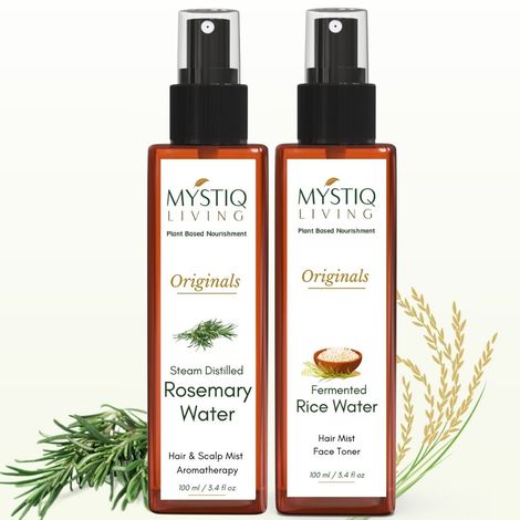 Buy Mystiq Living Rice Water and Rosemary Water for Hair Growth Rice Water Spray For Hair & Face|Hair Spray for Women - Pack of 2(200 ml)-Purplle