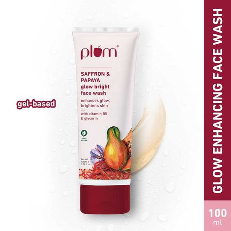 Buy Plum Saffron & Papaya Glow Bright Gel Face Wash For Daily Use, Fights Dull Skin, Gentle & Non-Drying 100 ml-Purplle