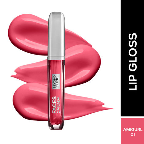 Buy FACES CANADA Beyond Shine Lip Gloss - AmiGurl 01, 3.8 ml | Lightweight Non-Sticky Luxurious Texture For Glossy Lips | Instant Shine | Fuller, Supple & Plump Lips | 24HR Hydration-Purplle