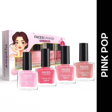 Buy FACES CANADA Ultime Pro Splash Mini Combo - Pink Pop, 20 ml | Quick Drying | Glossy Finish | Long Lasting | No Chip Formula | High Shine Nail Polish For Women | No Harmful Chemicals-Purplle