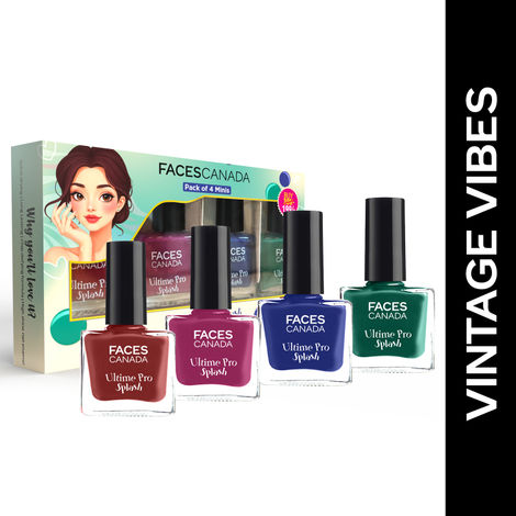 Buy FACES CANADA Ultime Pro Splash Mini Combo | Vintage Vibes, 22.4 ml | Quick Drying | Glossy Finish | Long Lasting | No Chip Formula | High Shine Nail Polish For Women | No Harmful Chemicals-Purplle
