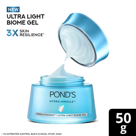 Buy Pond's Ultra Light Biome Gel with Cera-Hyamino, Non-Sticky Non-Oily Refreshing Gel For All Skin Types, Hydrates and Repairs Skin Barrier, 50 gm-Purplle