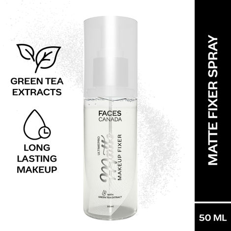 Buy FACES CANADA Ultime Pro Matte Makeup Fixer Mini, 50 ml | Long Lasting Makeup Setting Spray | Keeps Makeup Intact | Flawless Matte Finish | Hydrates, Soothes & Refreshes Skin | Non Drying & Controls Oil-Purplle