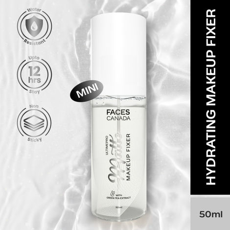 Buy FACES CANADA Ultime Pro Matte Makeup Fixer Mini, 50 ml | Long Lasting Makeup Setting Spray | Keeps Makeup Intact | Flawless Matte Finish | Hydrates, Soothes & Refreshes Skin | Non Drying & Controls Oil-Purplle