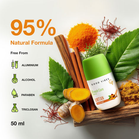 Buy Good Vibes Fresh Care Ubtan Underarm Roll On – Earthy Fresh | Skin Brightening & Even Tone | Natural De-Tan Care | Aluminium-Free & Alcohol-Free | Odour & Sweat Protection | Stain-Free Deodorant Roll-On | Safe for Sensitive Skin – 50 ml-Purplle
