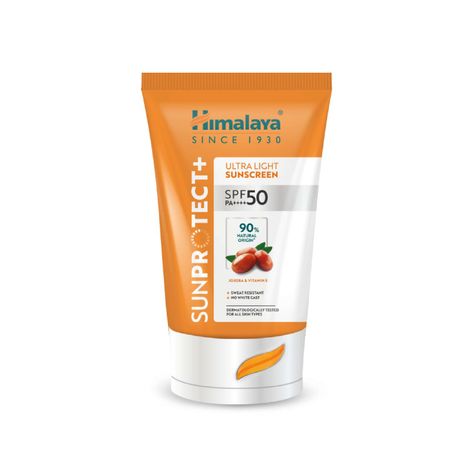 Buy Himalaya Sun protect + | Ultra-light Sunscreen Cream | SPF 50 PA ++++ | 90% Natural Origin Ingredients | Zero White Cast | 98% Broad Spectrum Protection | Sweat & Water Resistant | For Men & Women | 30 gm-Purplle