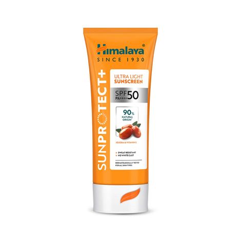 Buy Himalaya Sun protect + | Ultra-light Sunscreen Cream | SPF 50 PA ++++ | 90% Natural Origin Ingredients | Zero White Cast | 98% Broad Spectrum Protection | Sweat & Water Resistant | For Men & Women | 50 gm-Purplle